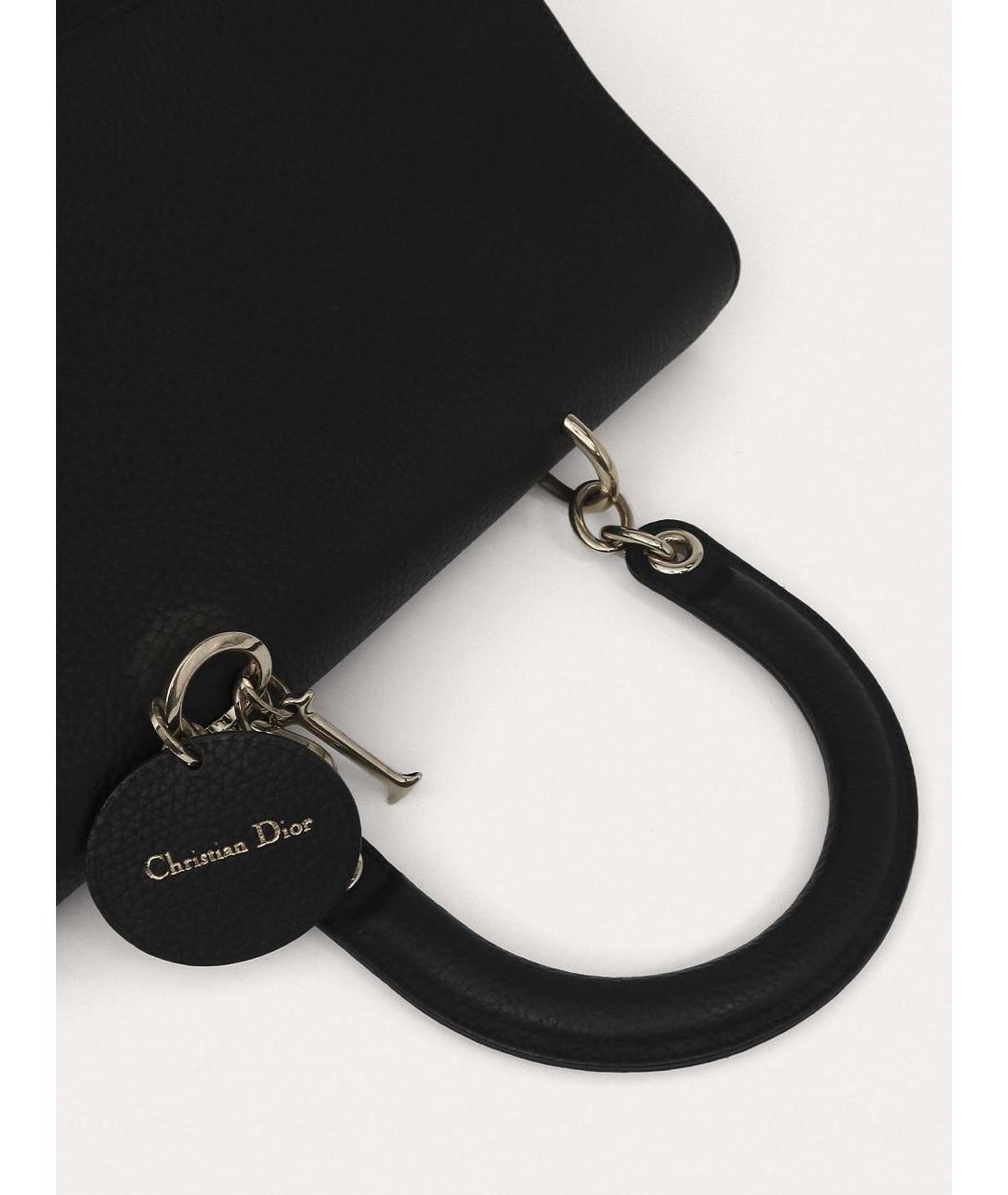 CHRISTIAN DIOR Черная кожаная сумка с короткими ручками, фото 6