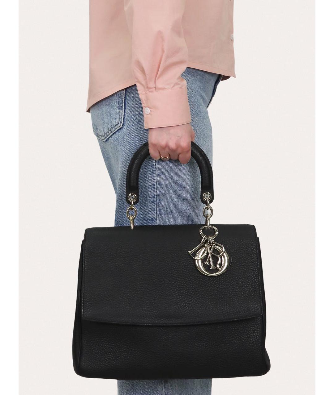 CHRISTIAN DIOR Черная кожаная сумка с короткими ручками, фото 8