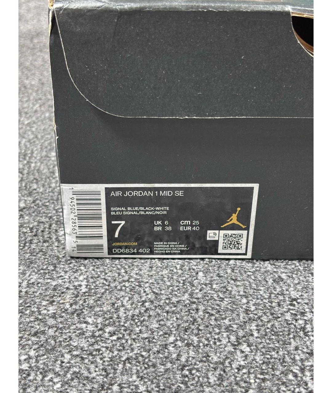 JORDAN Синие кожаные высокие кроссовки / кеды, фото 6