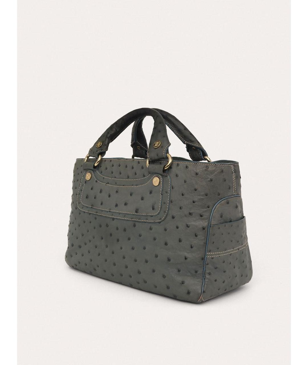 CELINE Голубая сумка с короткими ручками из экзотической кожи, фото 2