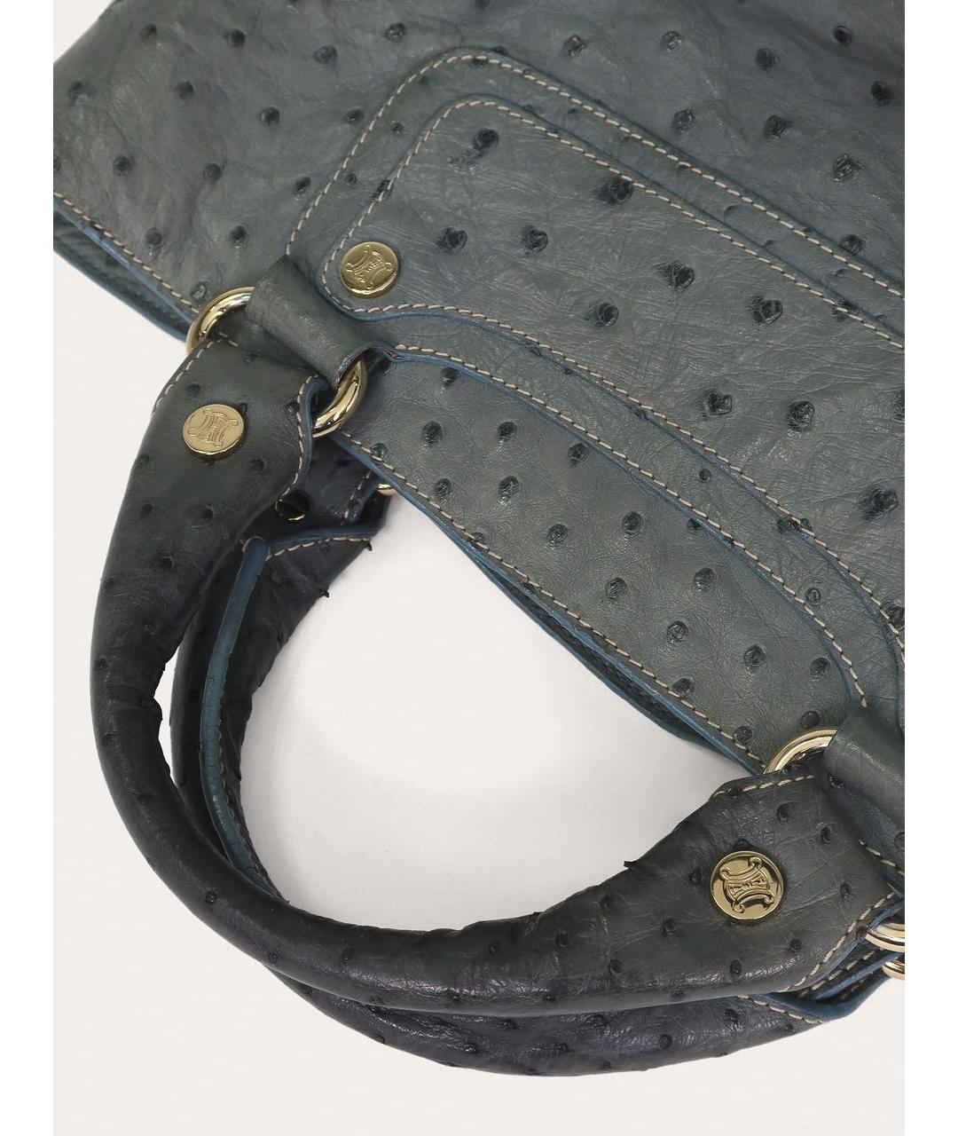 CELINE Голубая сумка с короткими ручками из экзотической кожи, фото 6