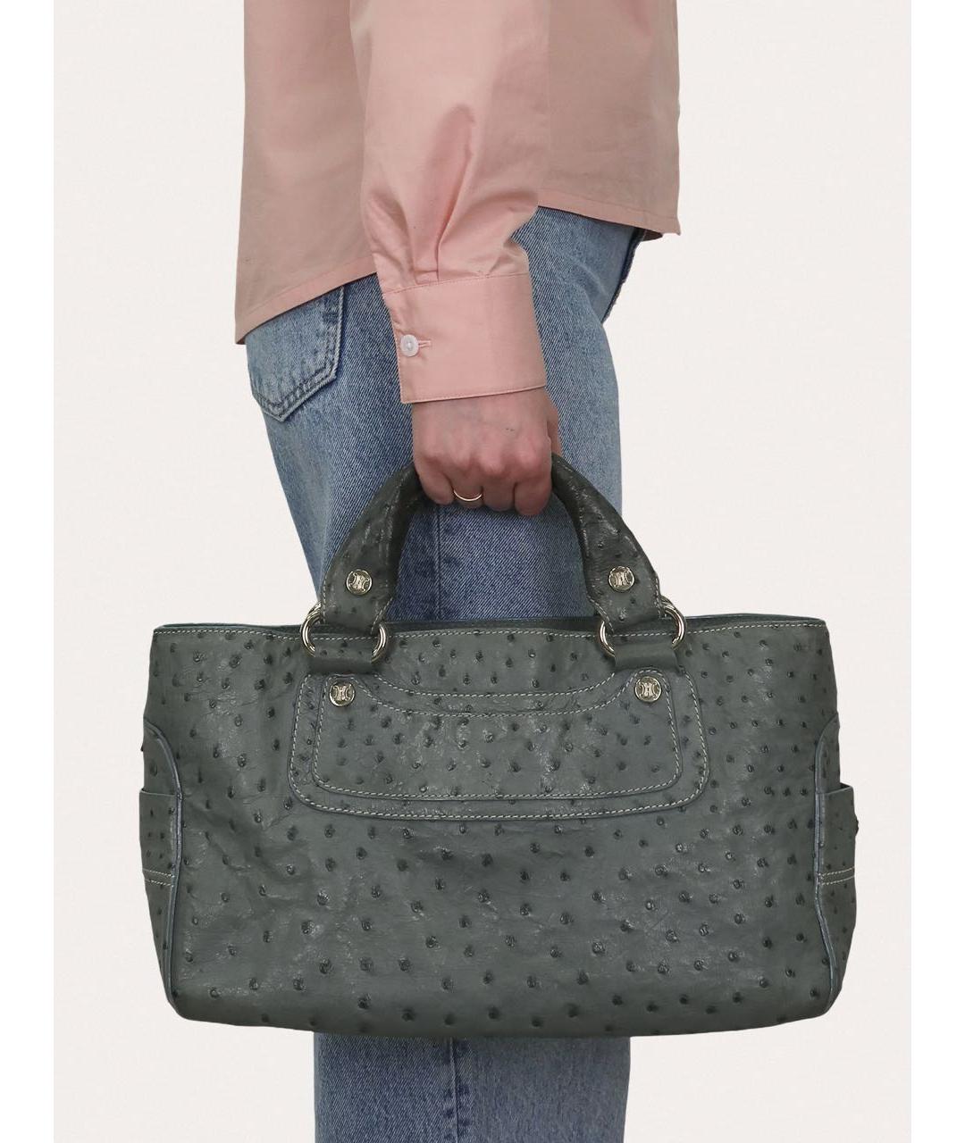 CELINE Голубая сумка с короткими ручками из экзотической кожи, фото 8