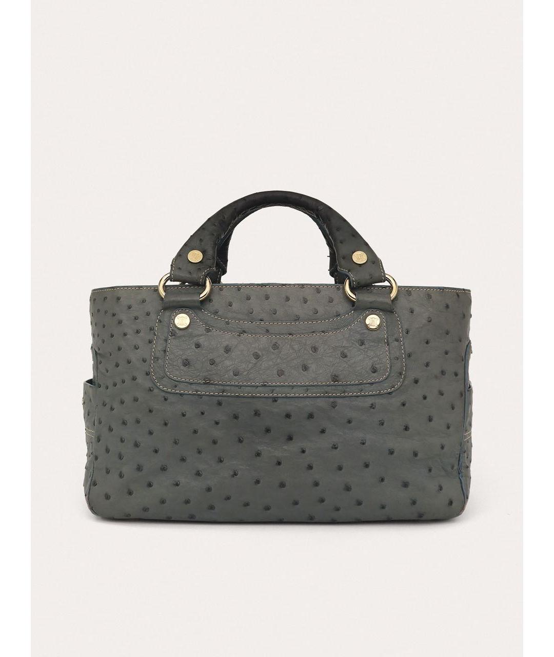 CELINE Голубая сумка с короткими ручками из экзотической кожи, фото 3