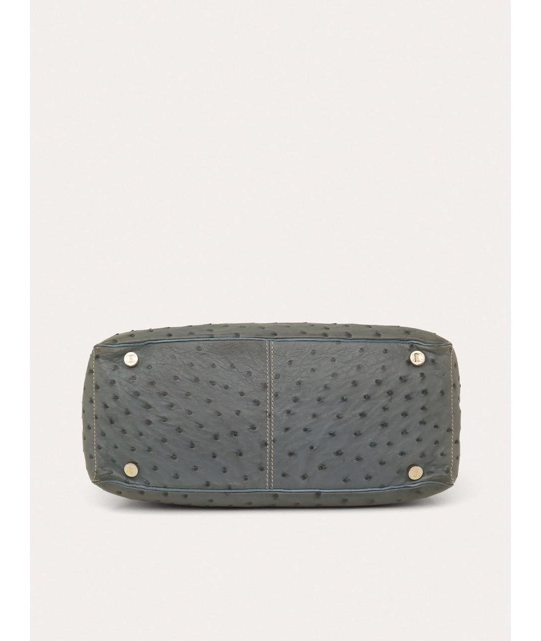 CELINE Голубая сумка с короткими ручками из экзотической кожи, фото 5