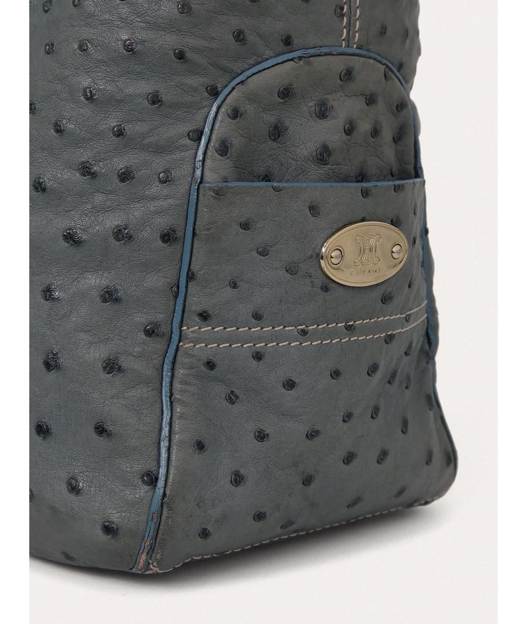 CELINE Голубая сумка с короткими ручками из экзотической кожи, фото 7