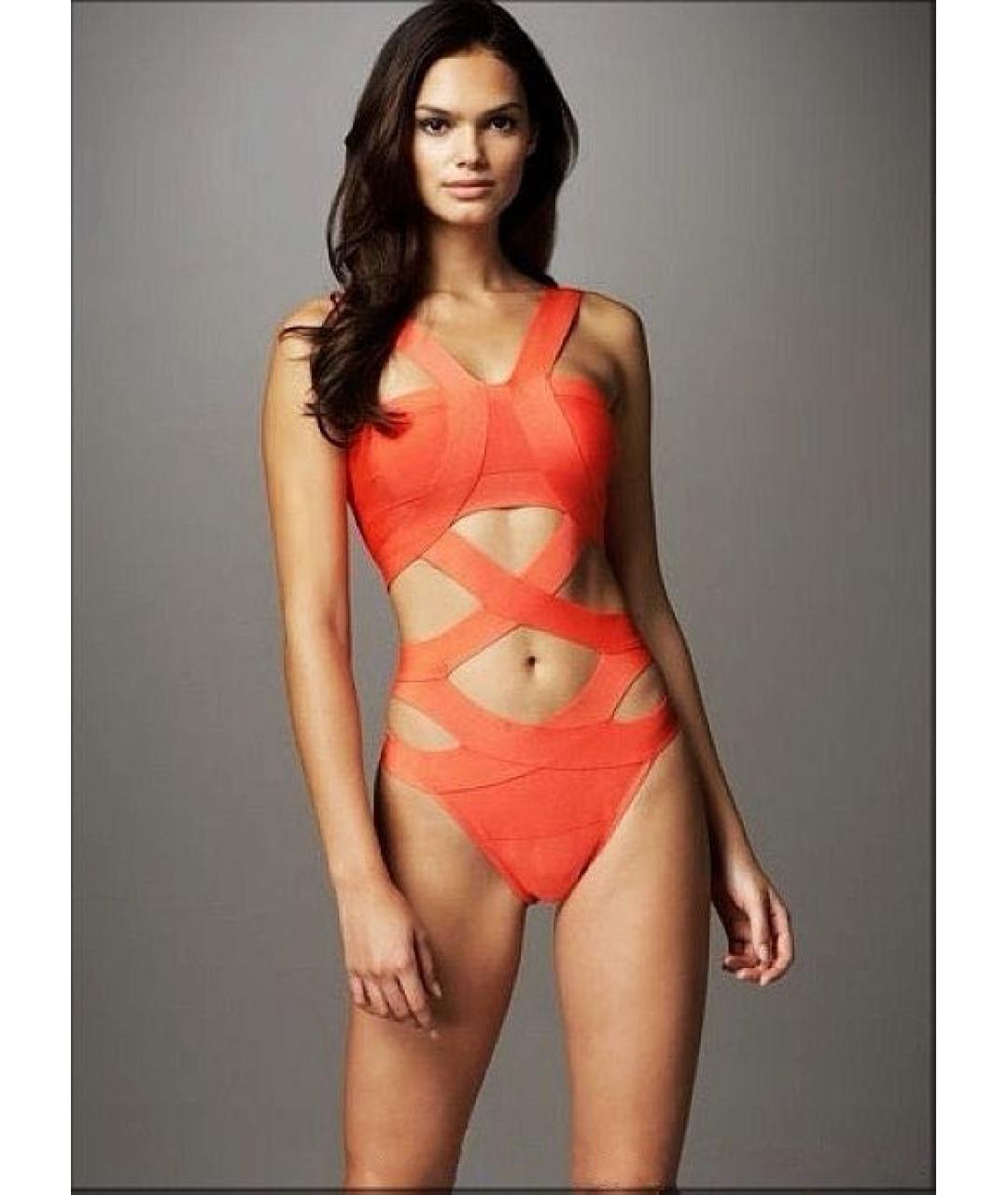 HERVE LEGER Оранжевый купальник, фото 2