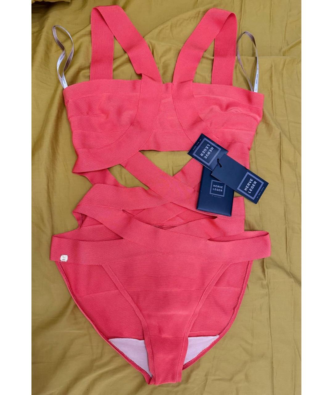 HERVE LEGER Оранжевый купальник, фото 3