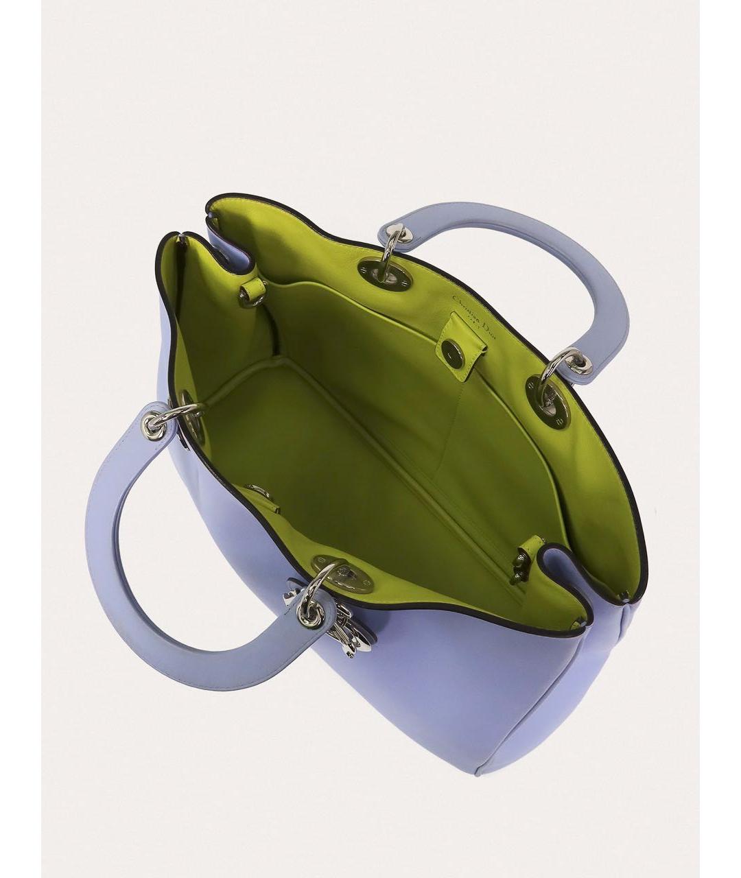 CHRISTIAN DIOR Голубая кожаная сумка с короткими ручками, фото 4