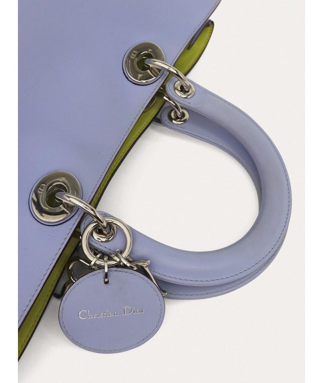 CHRISTIAN DIOR Голубая кожаная сумка с короткими ручками, фото 6