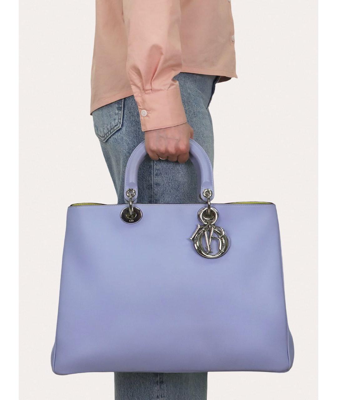 CHRISTIAN DIOR Голубая кожаная сумка с короткими ручками, фото 8
