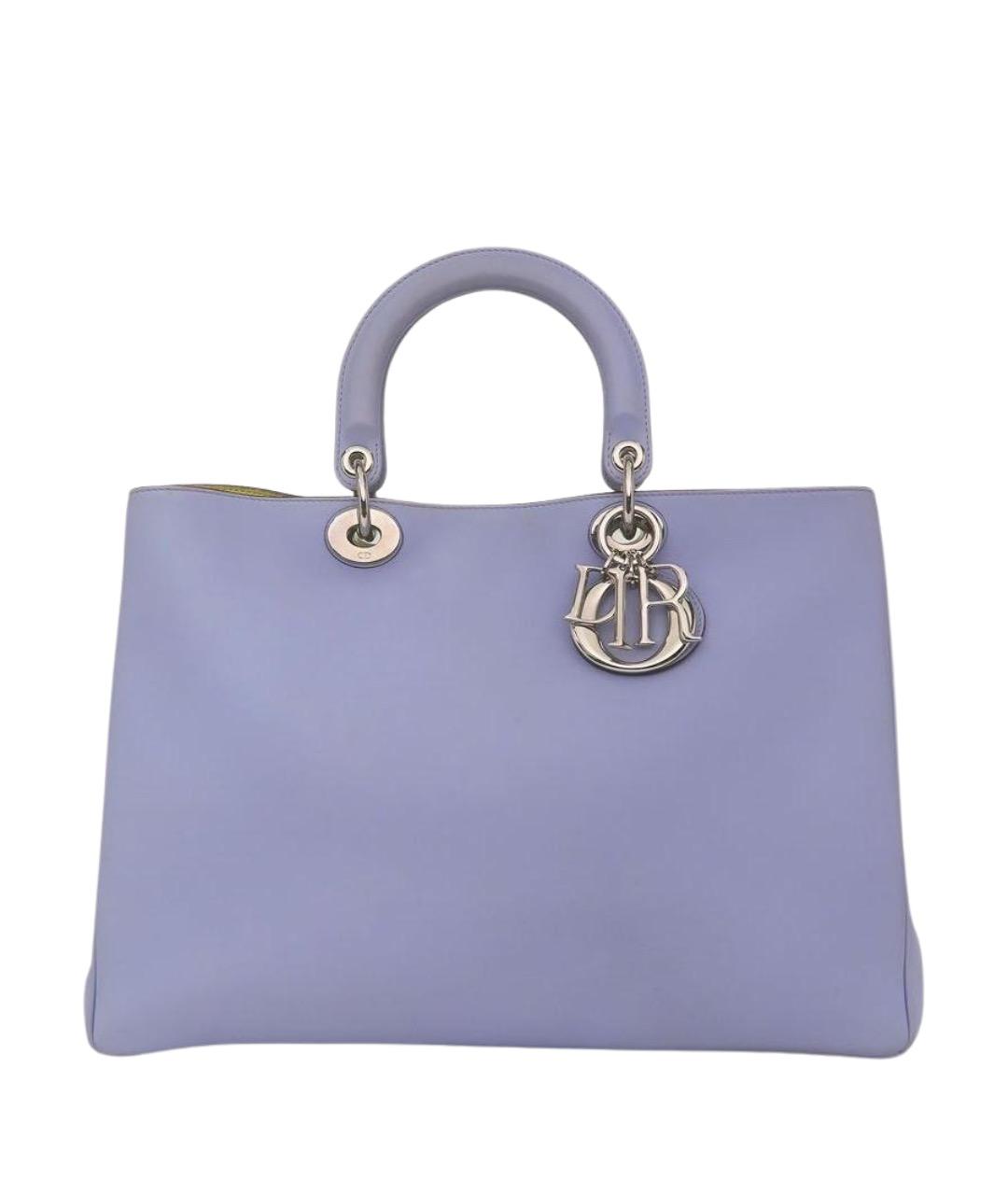 CHRISTIAN DIOR Голубая кожаная сумка с короткими ручками, фото 1