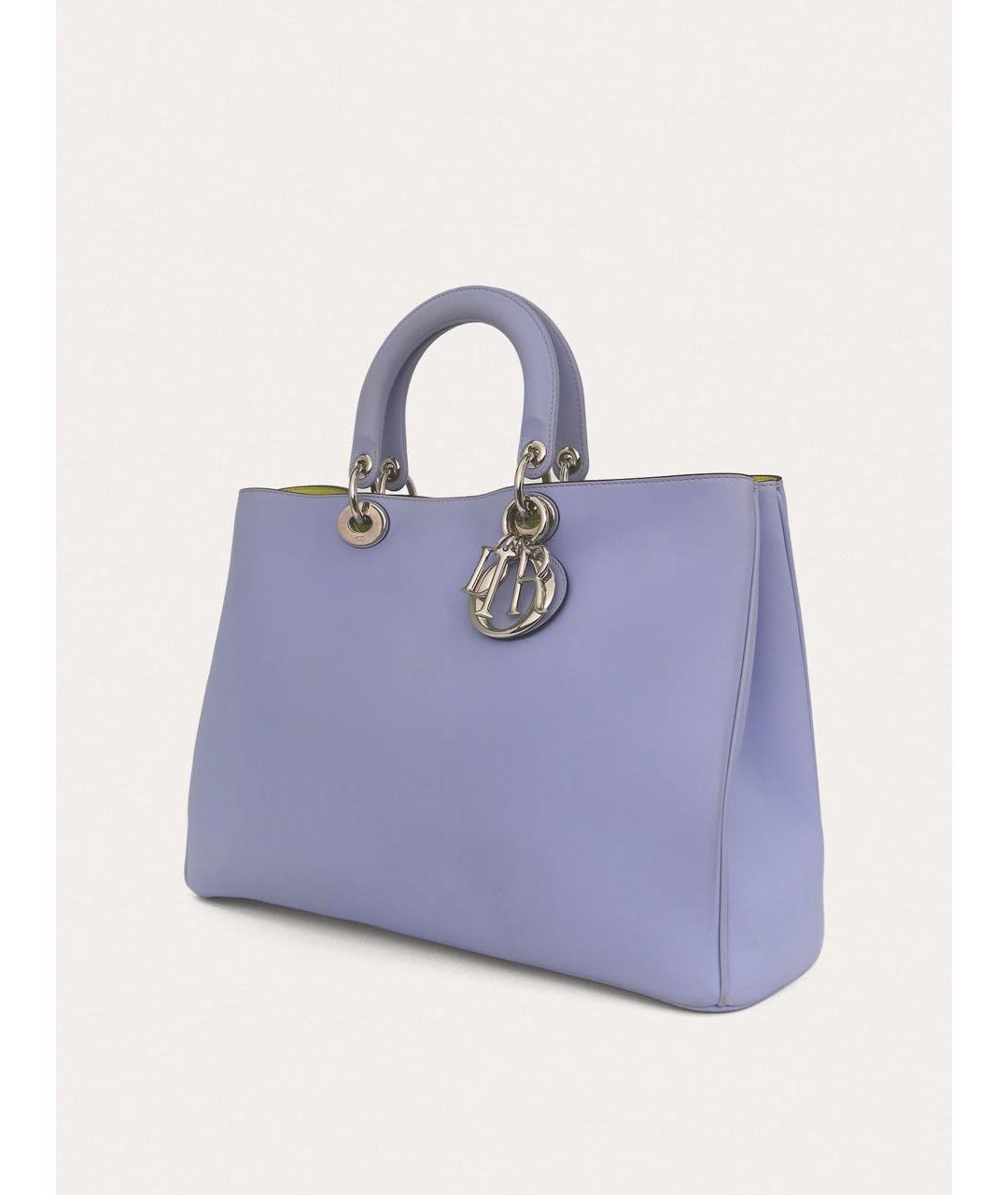 CHRISTIAN DIOR Голубая кожаная сумка с короткими ручками, фото 2