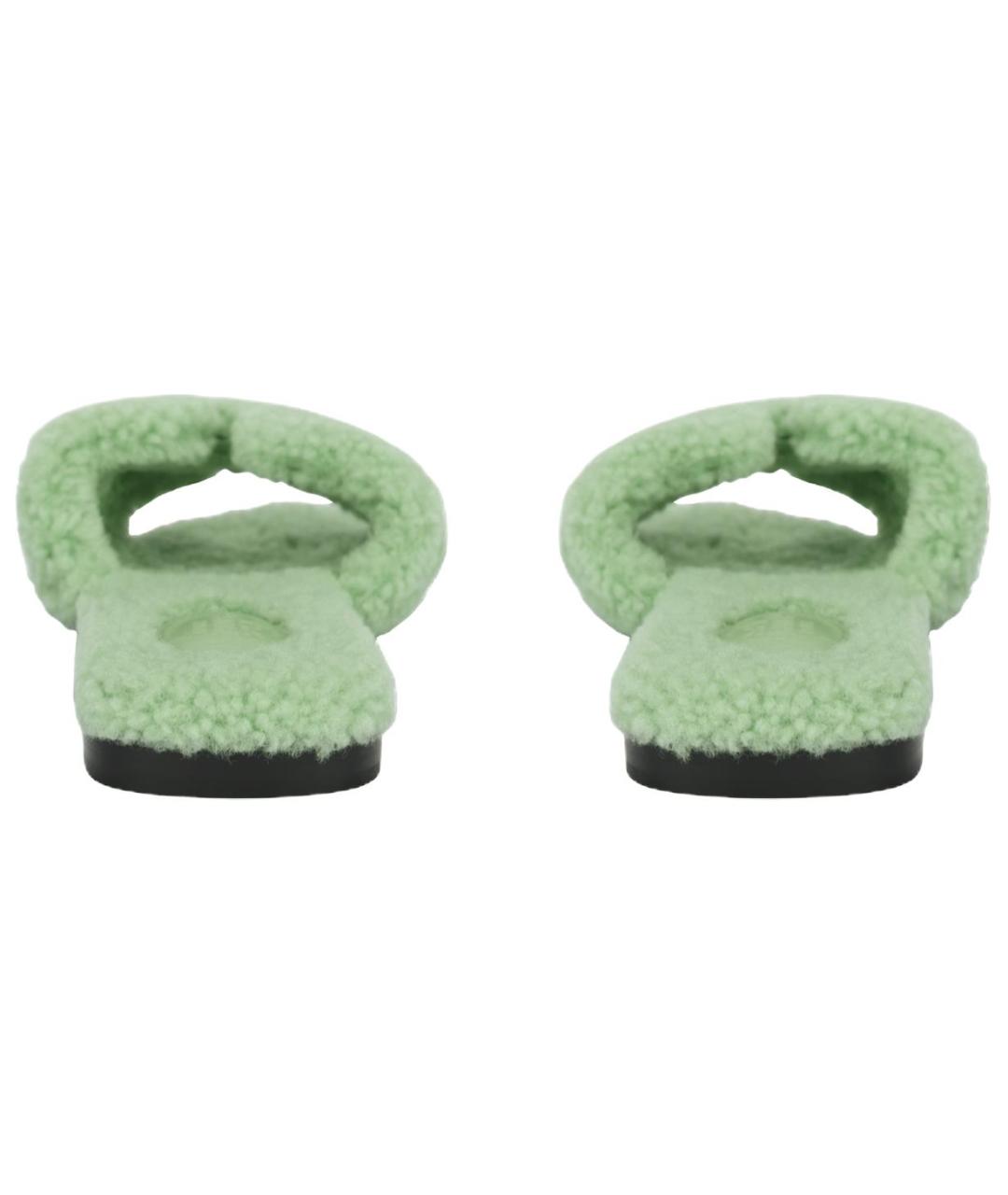 HERMES Зеленые текстильные сандалии, фото 4