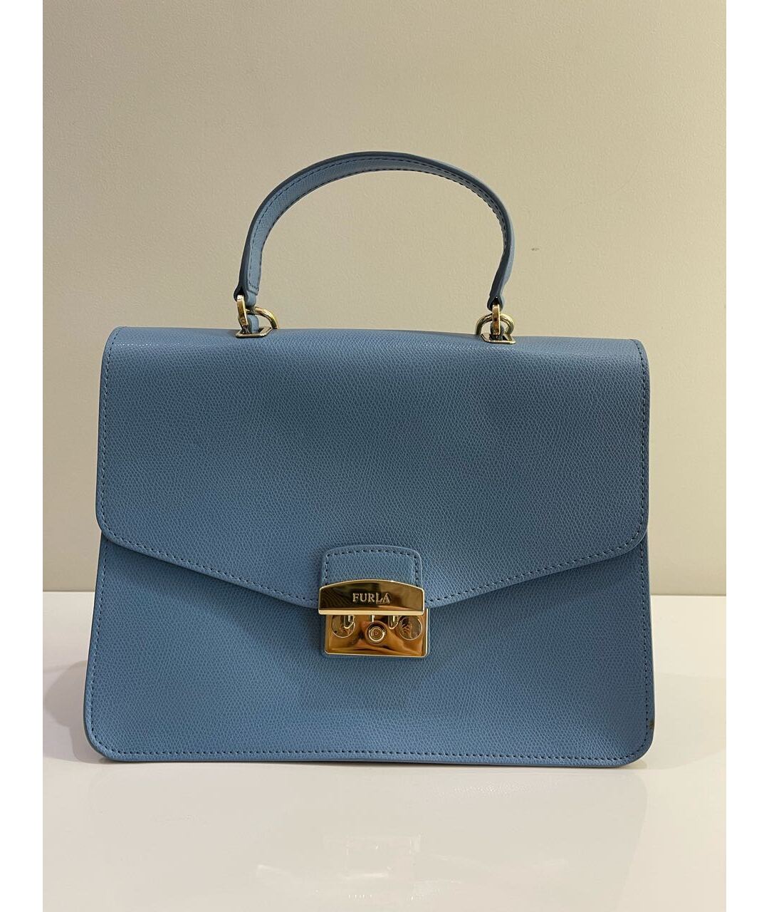 FURLA Голубая кожаная сумка тоут, фото 5