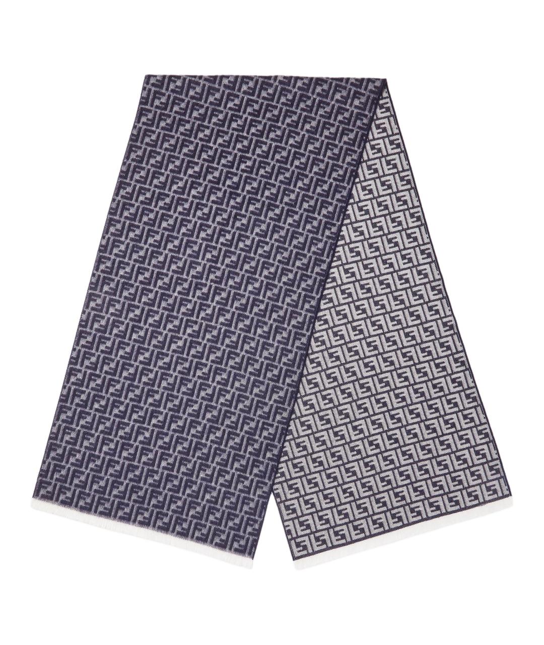 FENDI Серый шерстяной шарф, фото 1