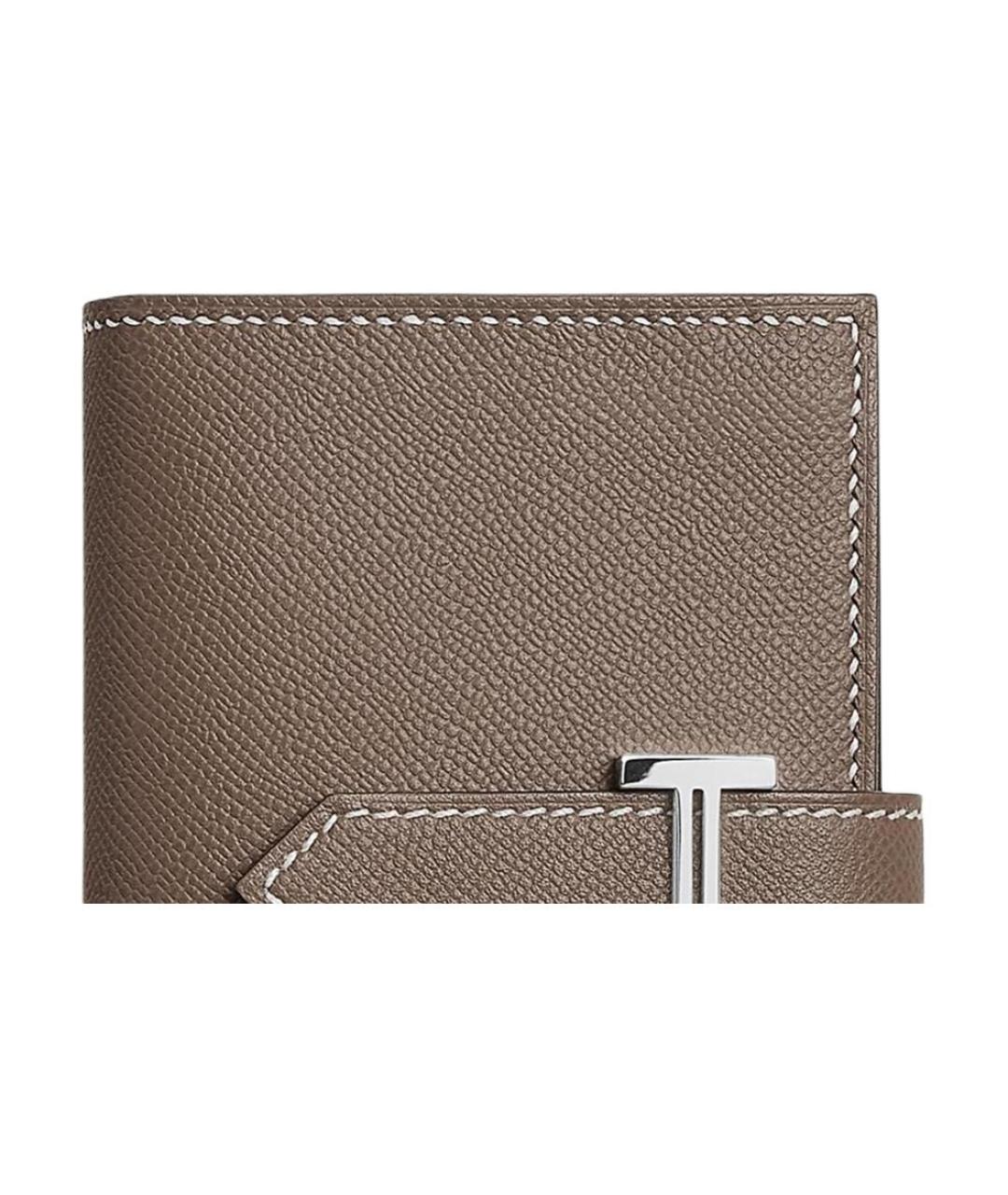 HERMES Серый кожаный кошелек, фото 3