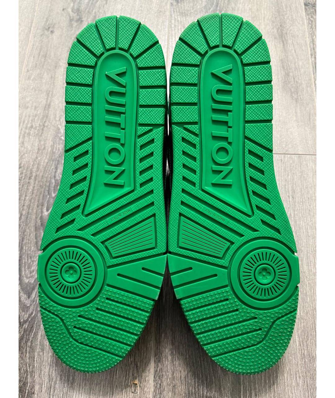 LOUIS VUITTON Зеленые кожаные низкие кроссовки / кеды, фото 6