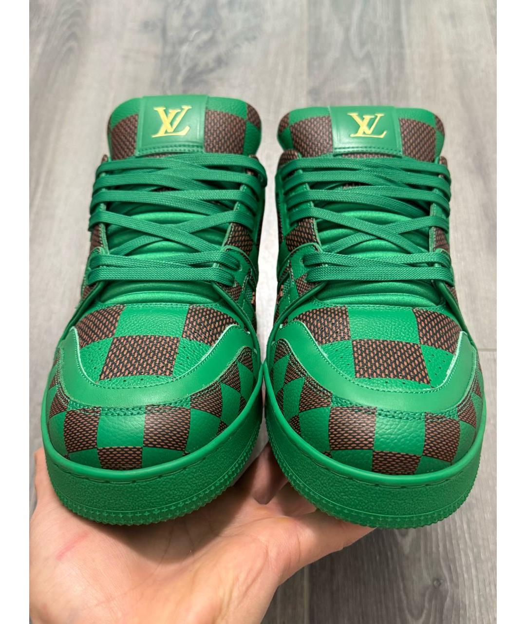 LOUIS VUITTON Зеленые кожаные низкие кроссовки / кеды, фото 2