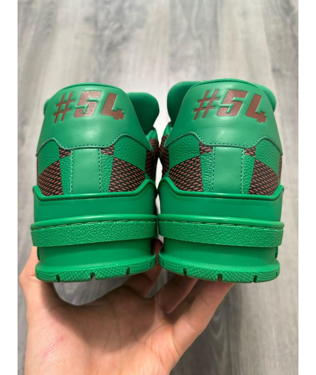 LOUIS VUITTON Зеленые кожаные низкие кроссовки / кеды, фото 4