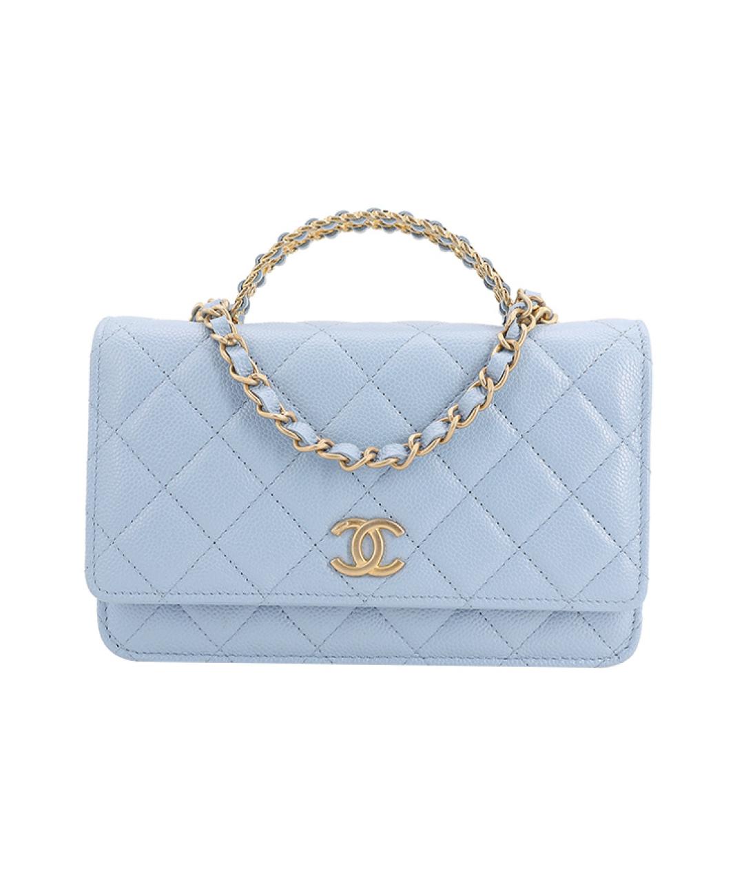 CHANEL Голубая кожаная сумка через плечо, фото 5