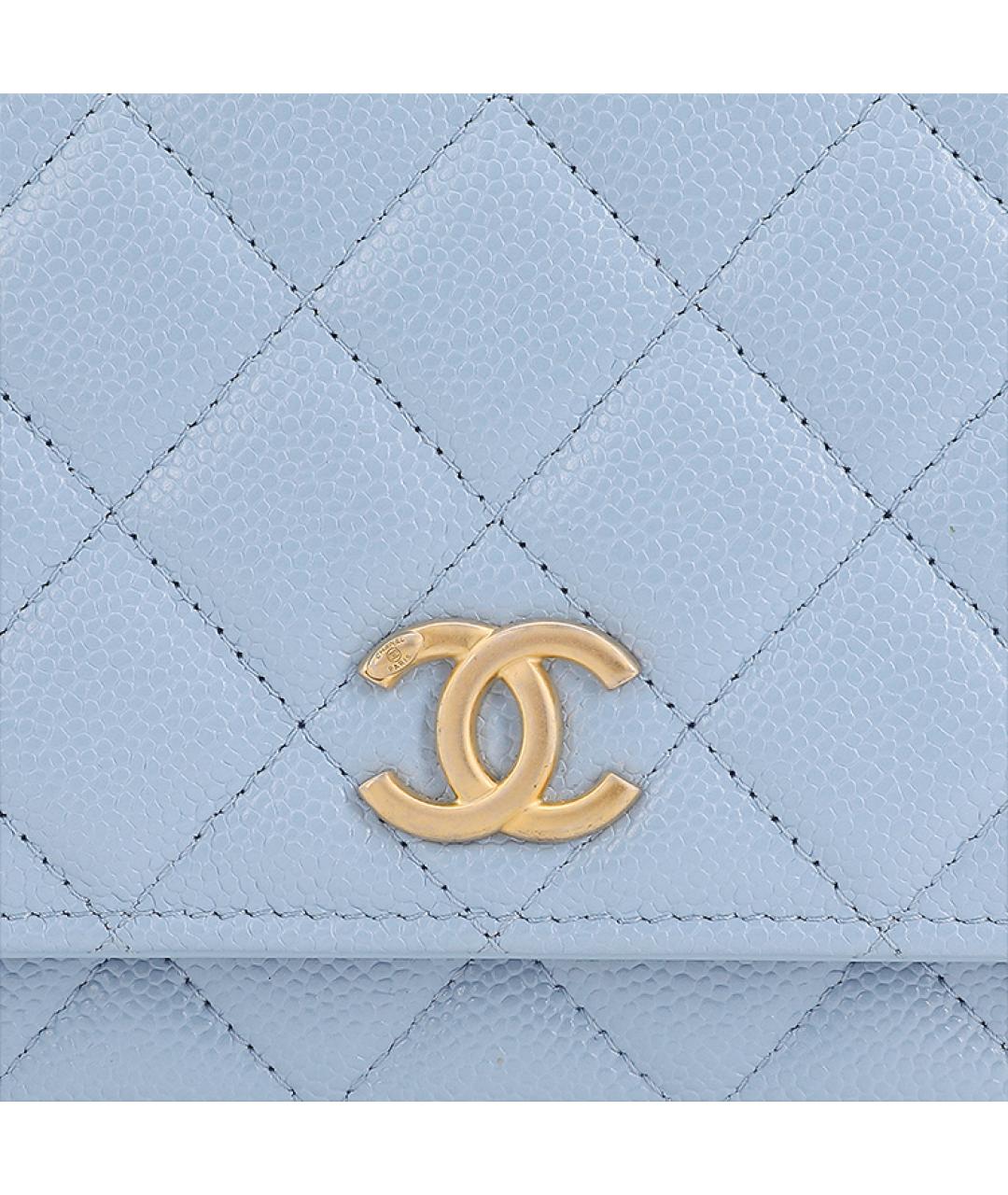 CHANEL Голубая кожаная сумка через плечо, фото 4