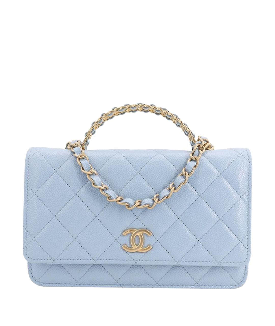 CHANEL Голубая кожаная сумка через плечо, фото 1