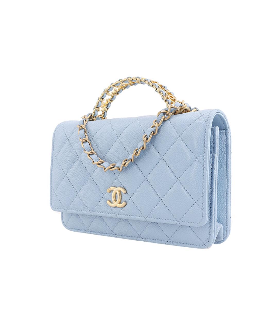 CHANEL Голубая кожаная сумка через плечо, фото 2