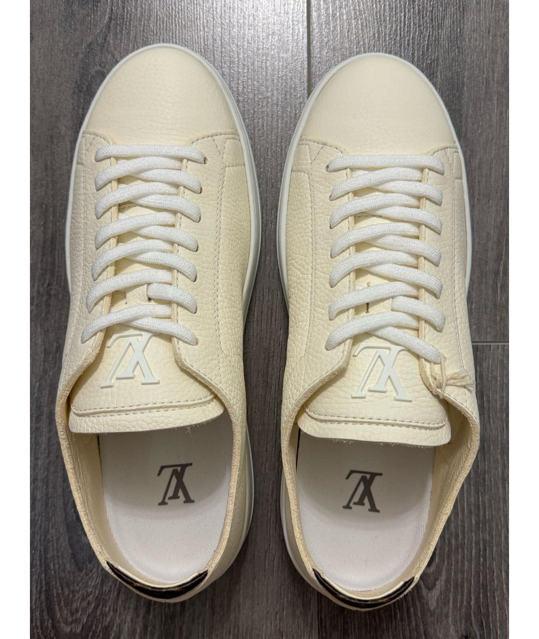 LOUIS VUITTON Бежевые кожаные низкие кроссовки / кеды, фото 4