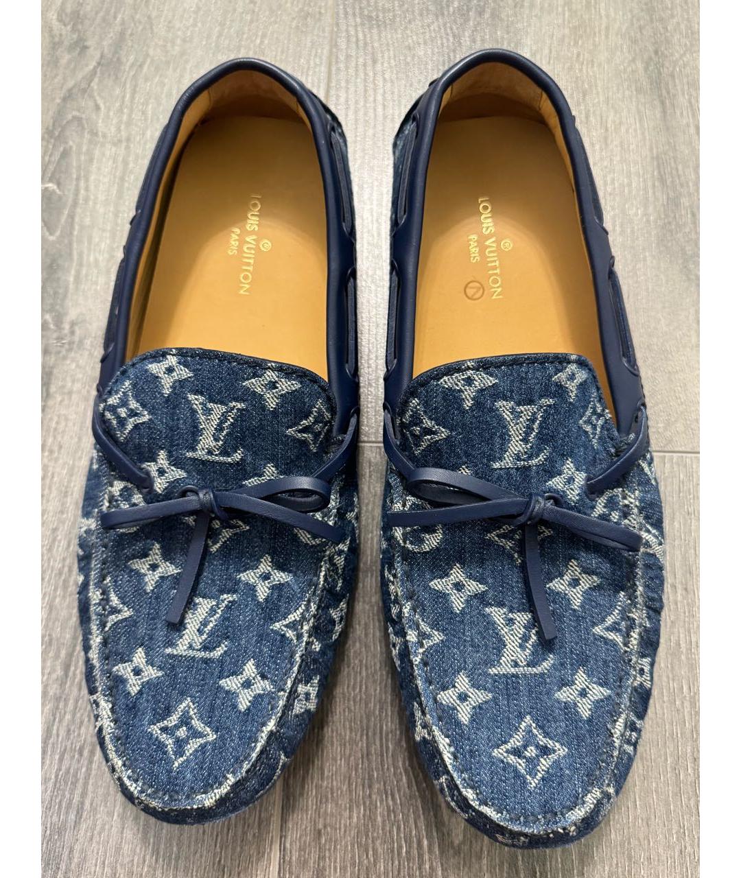 LOUIS VUITTON Синие текстильные мокасины, фото 2