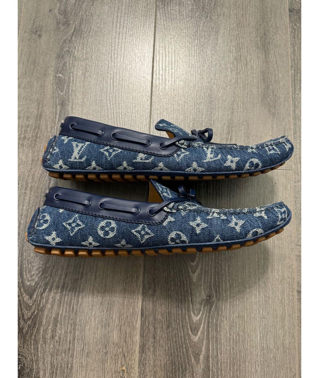 LOUIS VUITTON Синие текстильные мокасины, фото 5