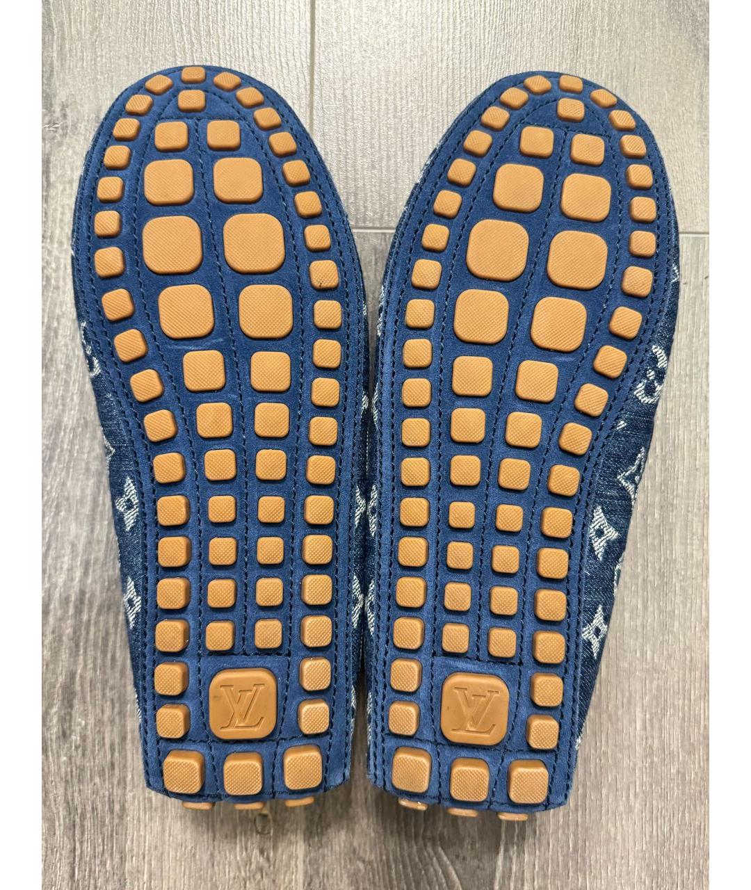 LOUIS VUITTON Синие текстильные мокасины, фото 7