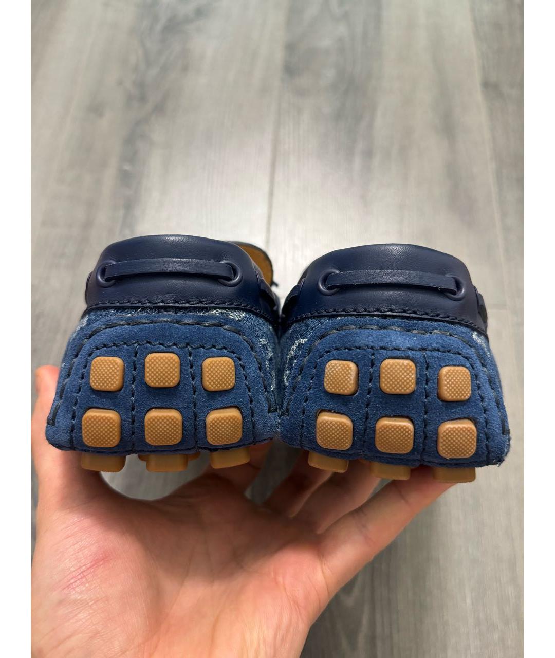 LOUIS VUITTON Синие текстильные мокасины, фото 4