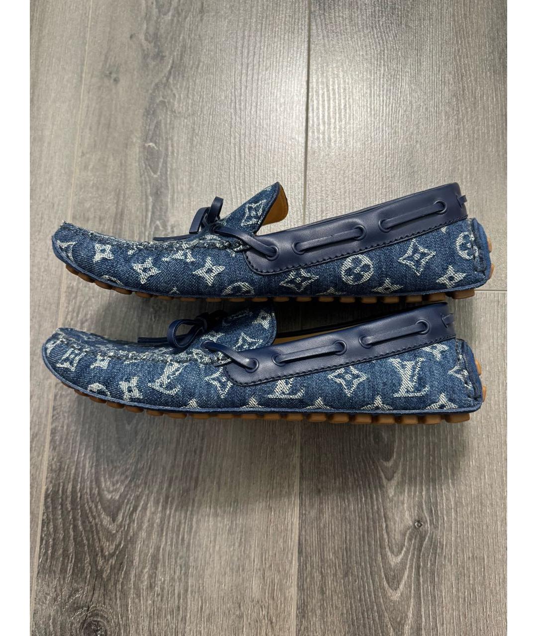 LOUIS VUITTON Синие текстильные мокасины, фото 9