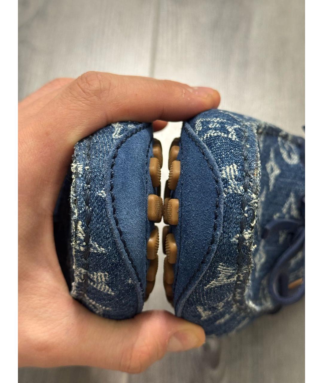 LOUIS VUITTON Синие текстильные мокасины, фото 3
