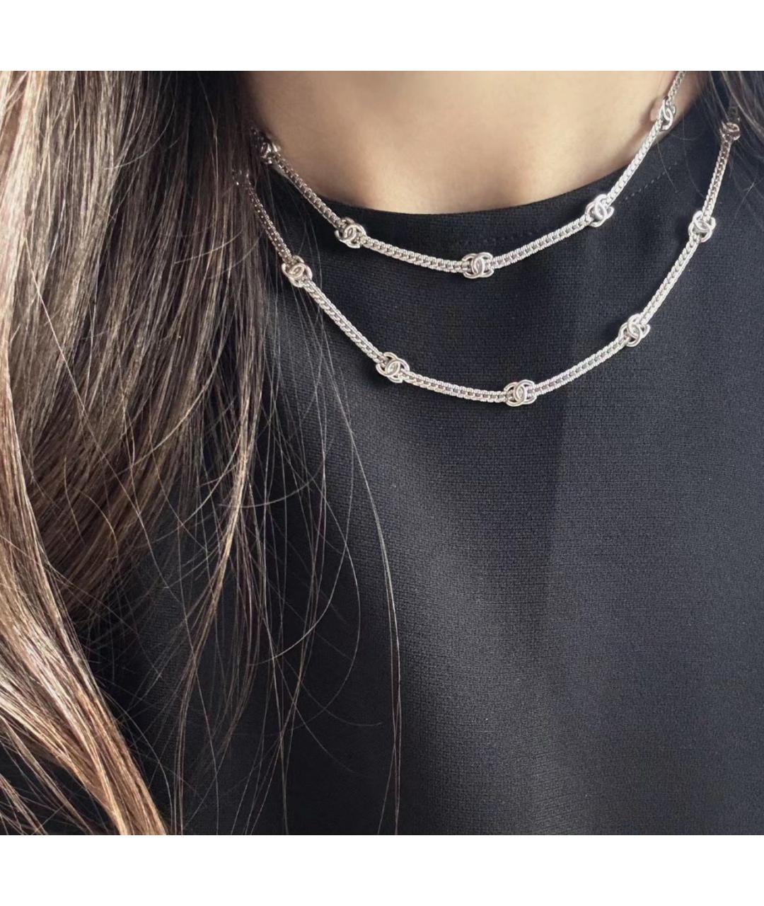 CHANEL Серебряная металлическая цепочка, фото 8
