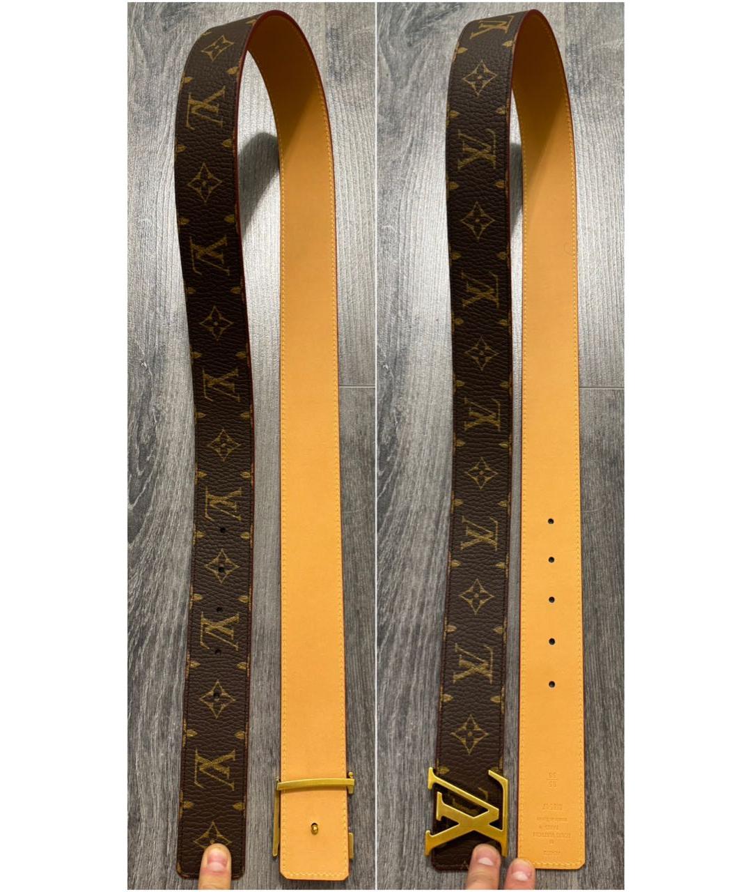 LOUIS VUITTON Коричневый кожаный ремень, фото 6