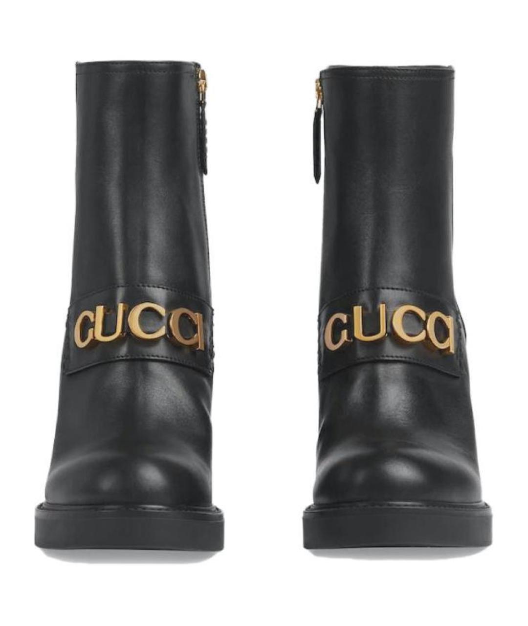 GUCCI Черные кожаные ботильоны, фото 4