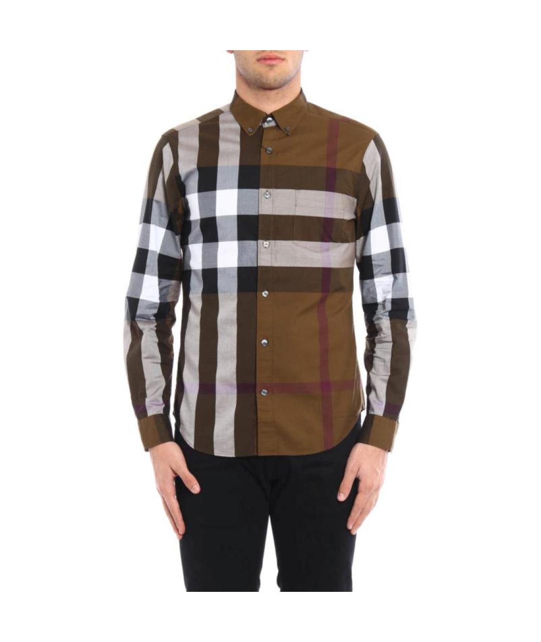 BURBERRY Коричневая хлопковая кэжуал рубашка, фото 3