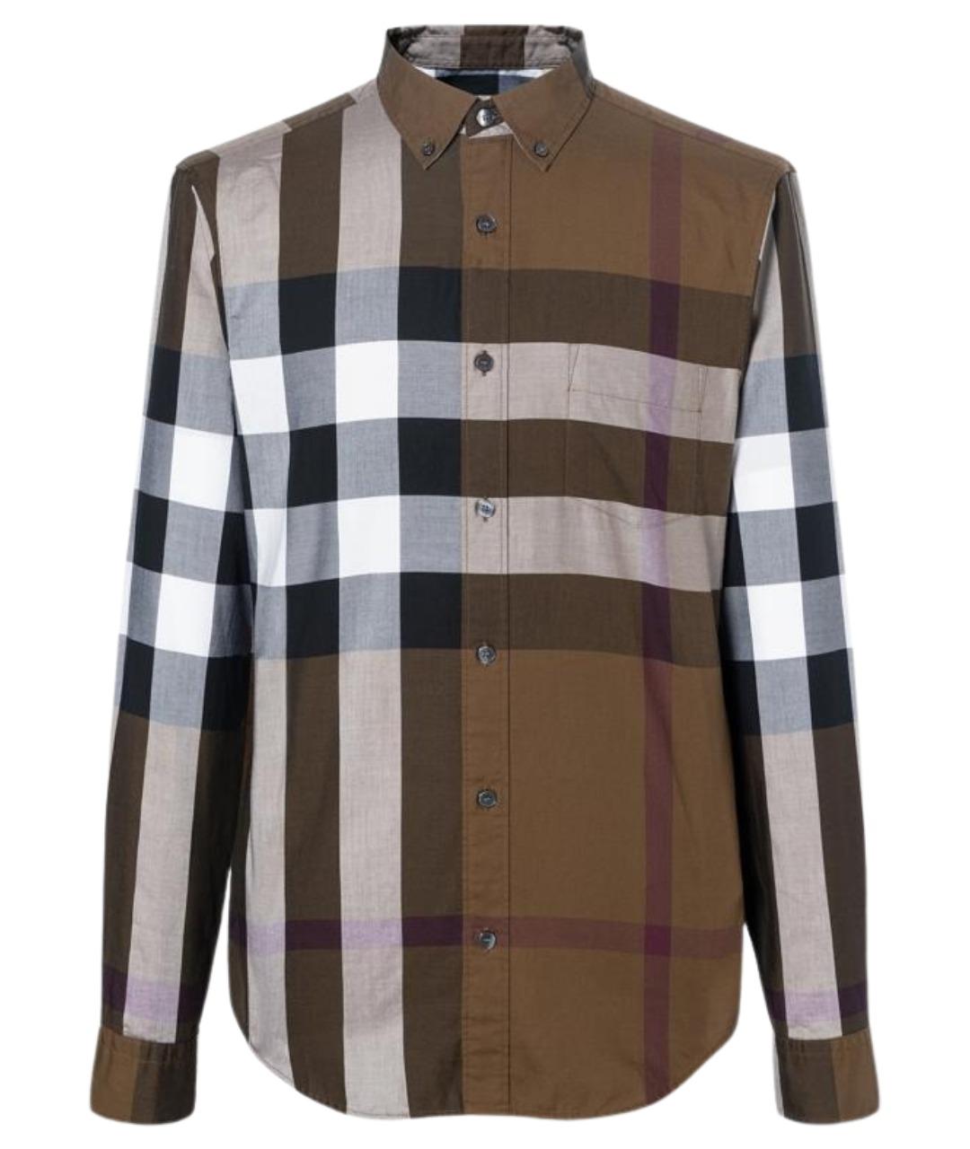 BURBERRY Коричневая хлопковая кэжуал рубашка, фото 1