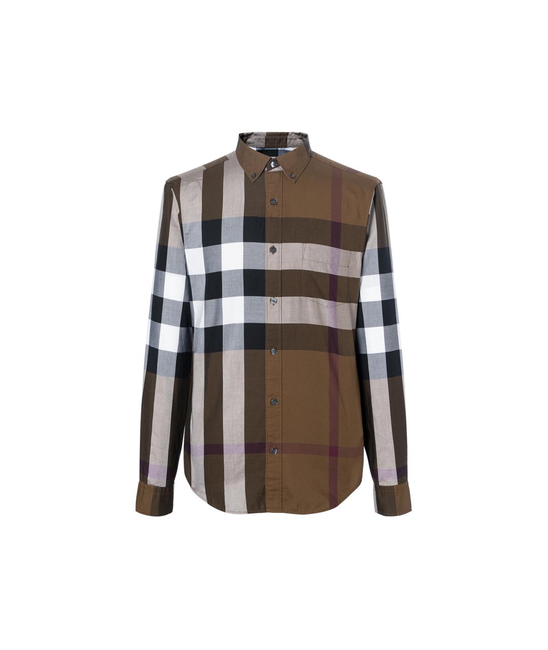 BURBERRY Коричневая хлопковая кэжуал рубашка, фото 5