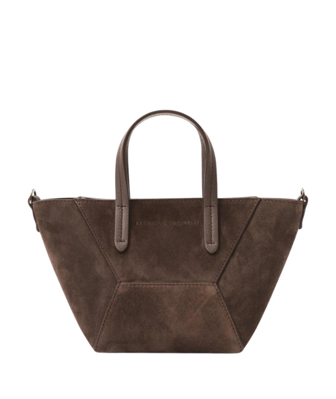 BRUNELLO CUCINELLI Коричневая замшевая сумка тоут, фото 1