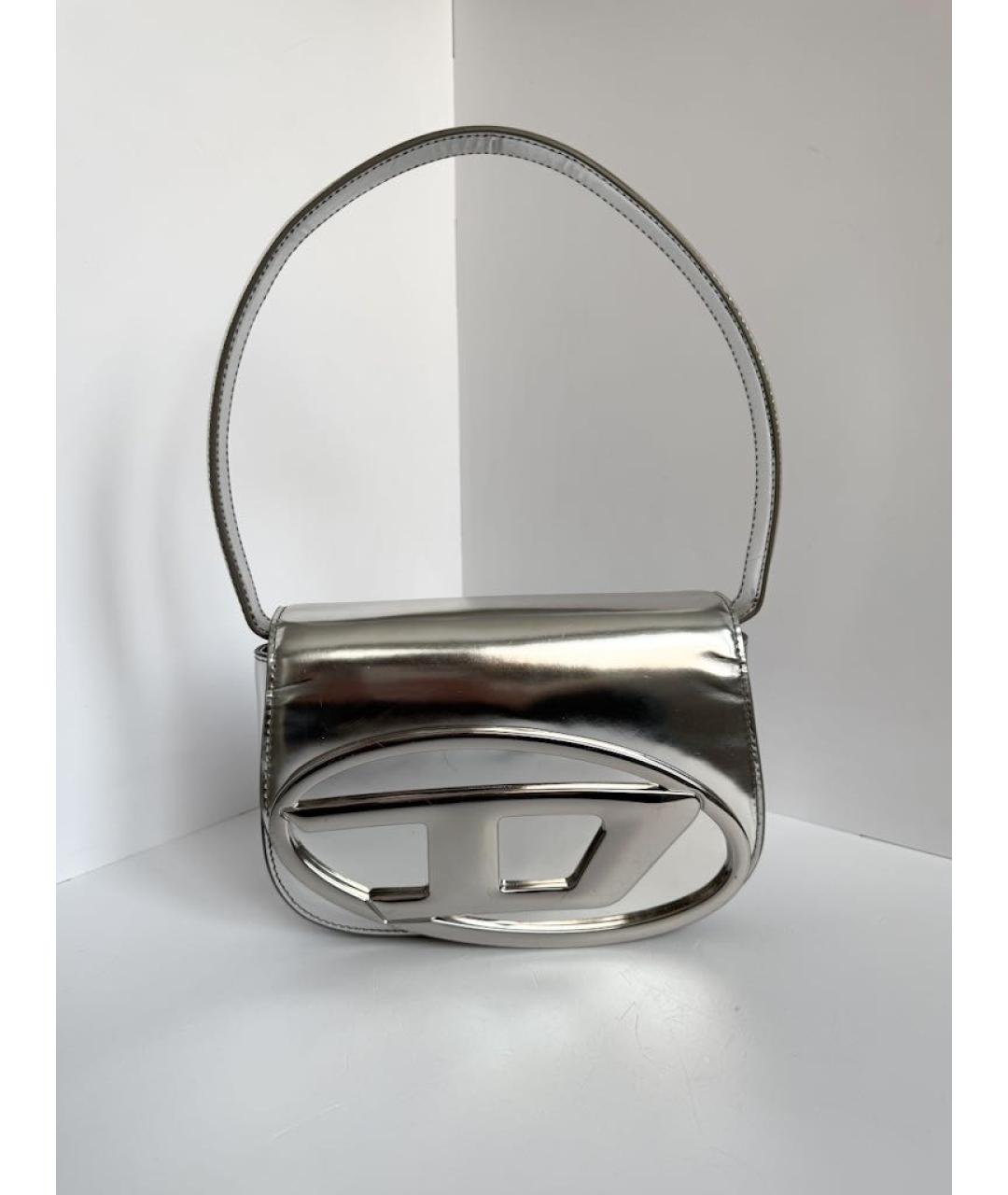 DIESEL Серебряная кожаная сумка через плечо, фото 2