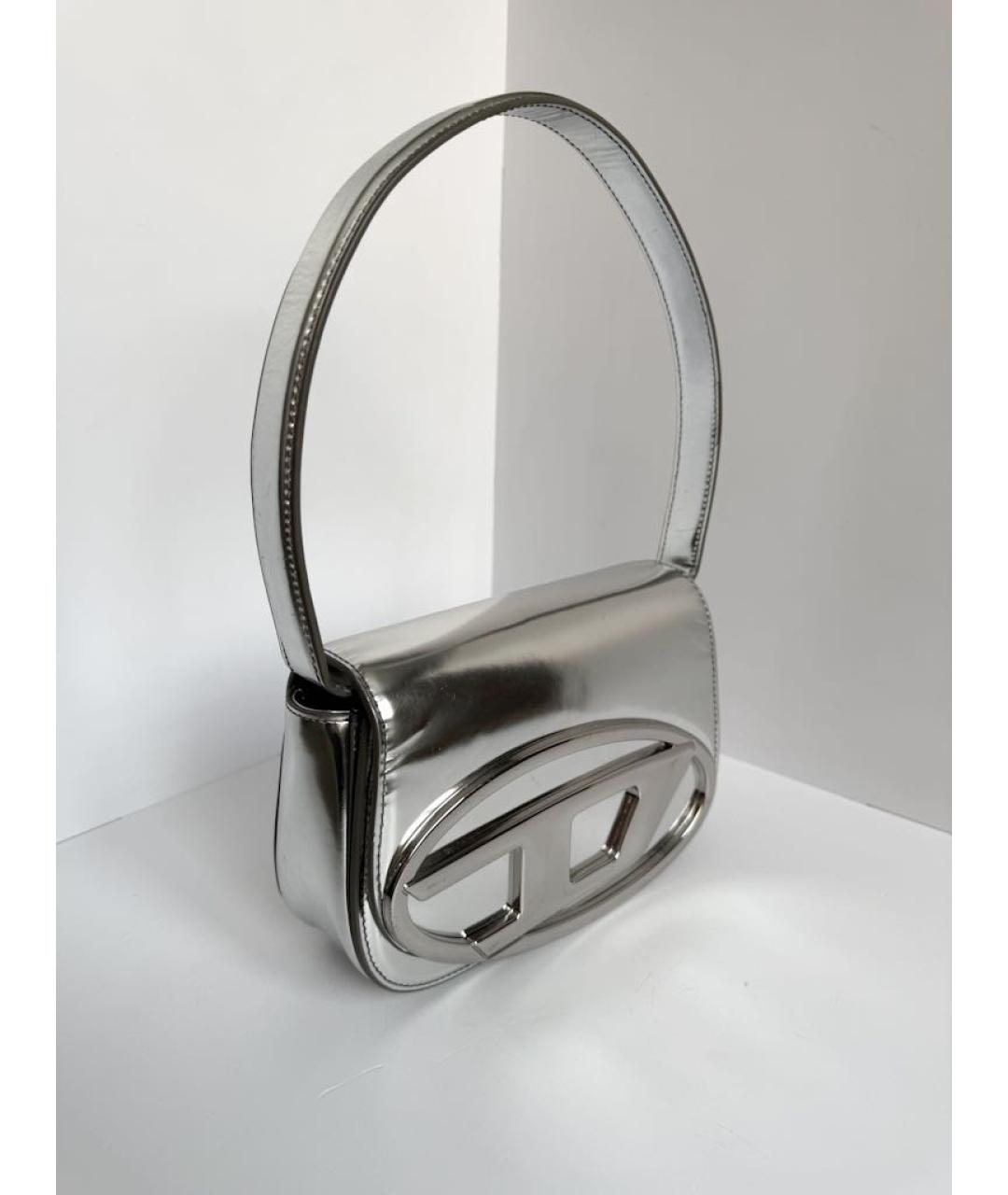 DIESEL Серебряная кожаная сумка через плечо, фото 3