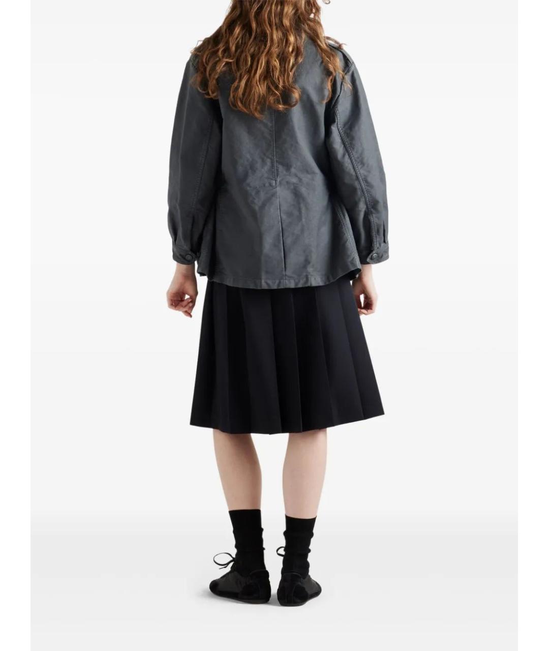 PRADA Темно-синяя шерстяная юбка миди, фото 3