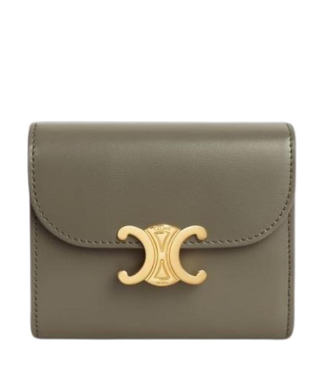 CELINE Хаки кожаный кошелек, фото 1