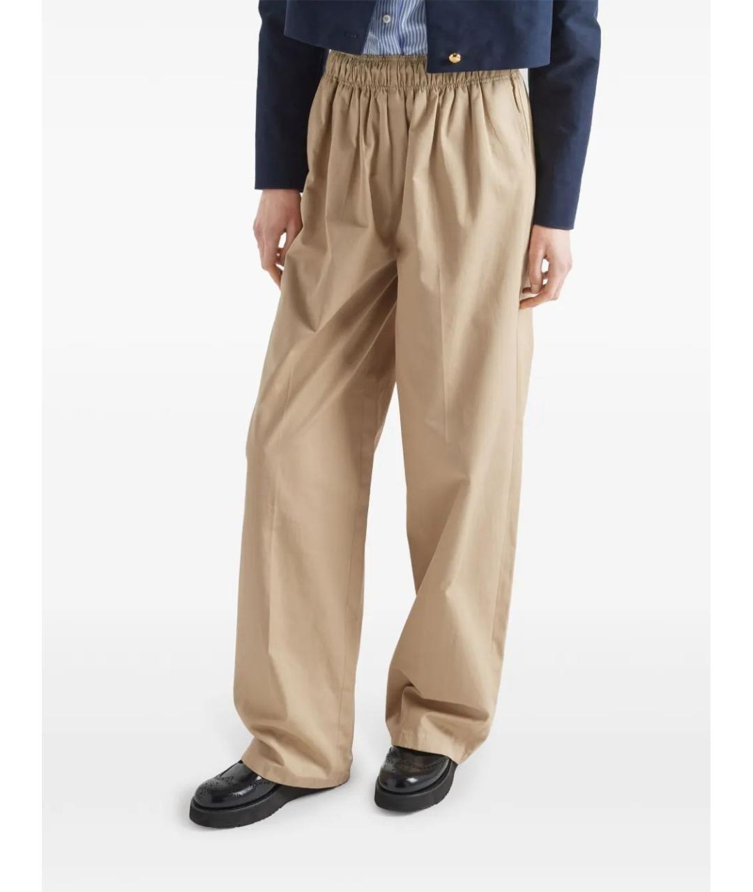 PRADA Бежевые хлопковые прямые брюки, фото 5