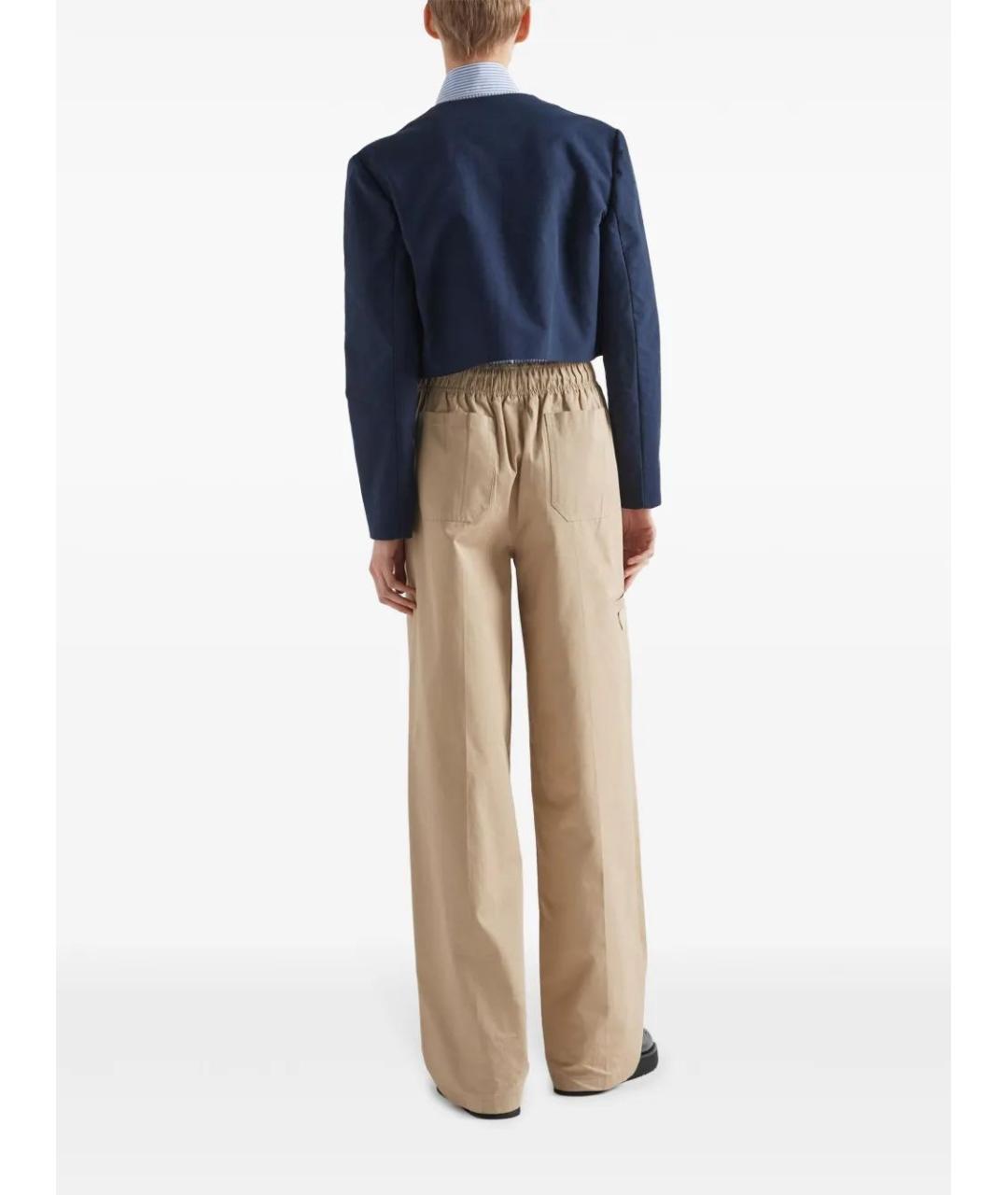 PRADA Бежевые хлопковые прямые брюки, фото 3