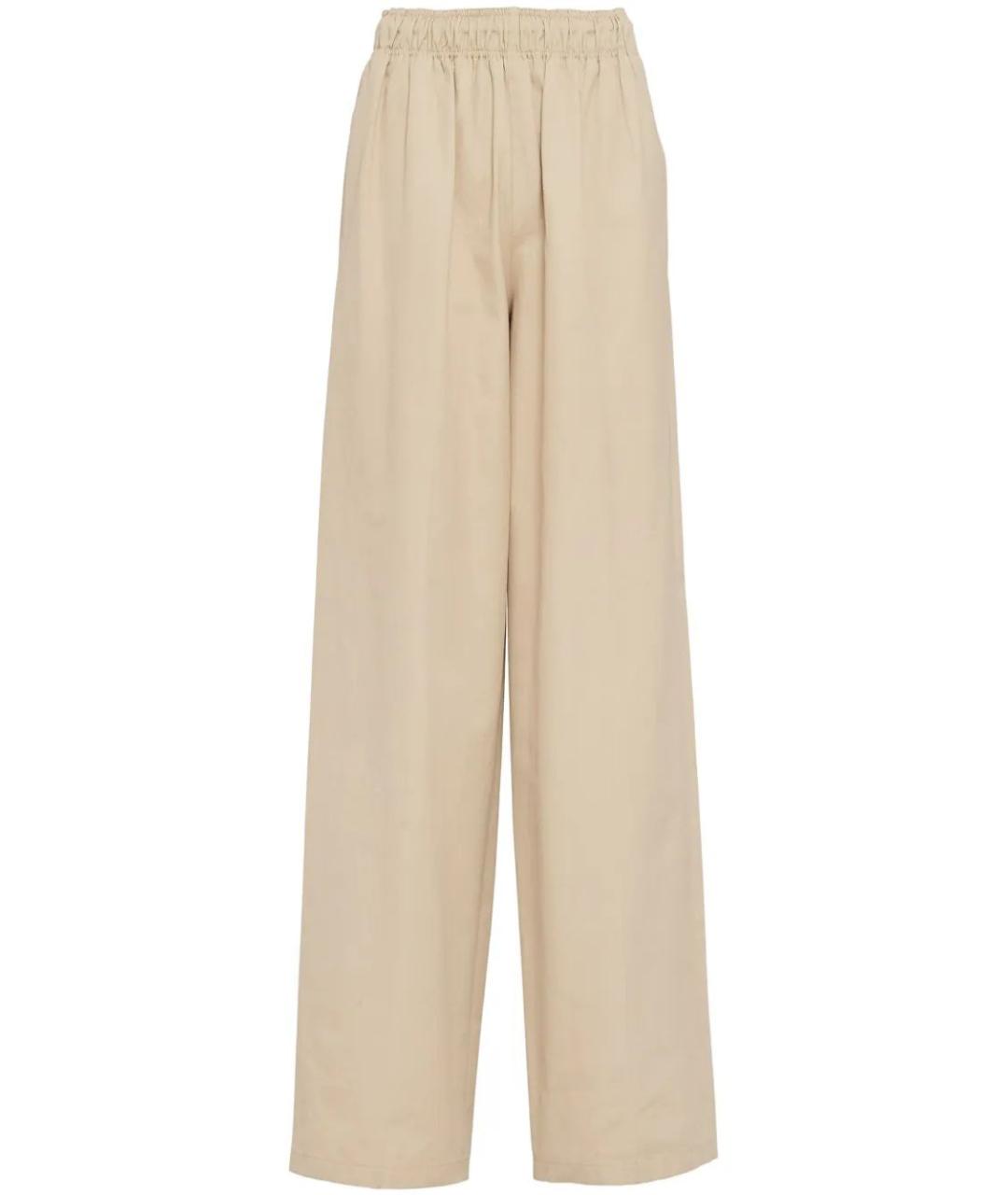 PRADA Бежевые хлопковые прямые брюки, фото 1