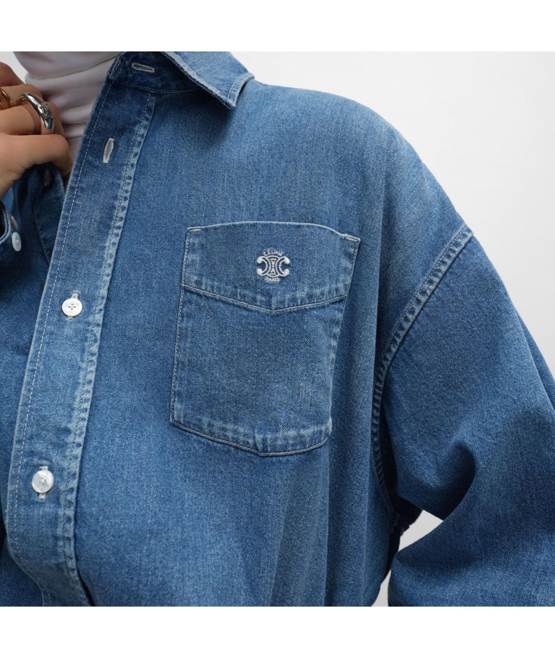 CELINE Синяя хлопковая рубашка, фото 3