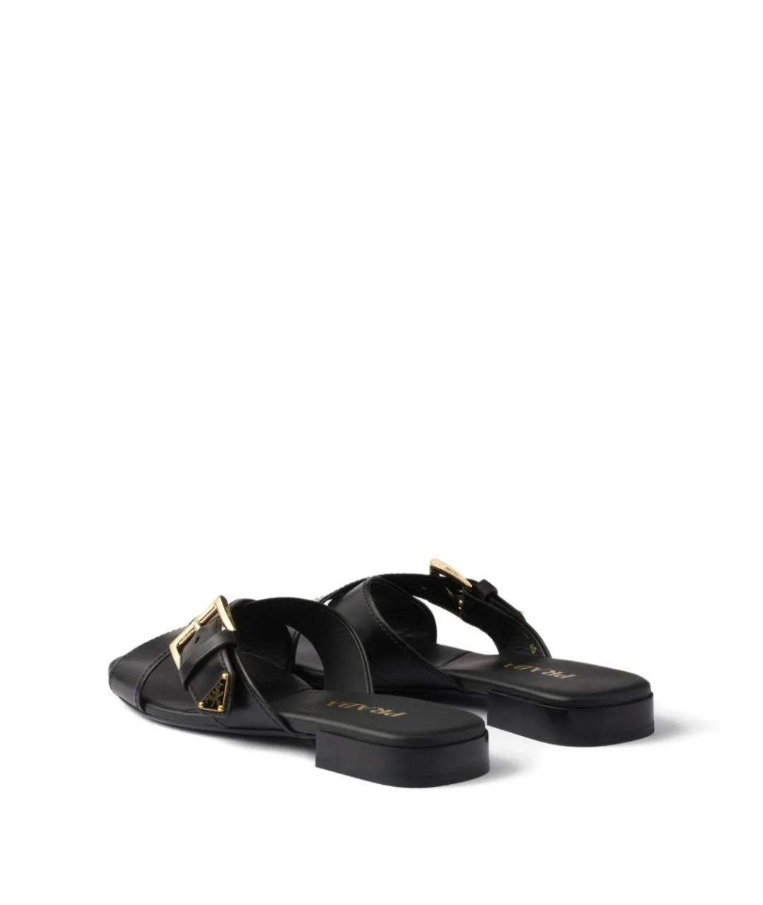 PRADA Черные кожаные шлепанцы, фото 3